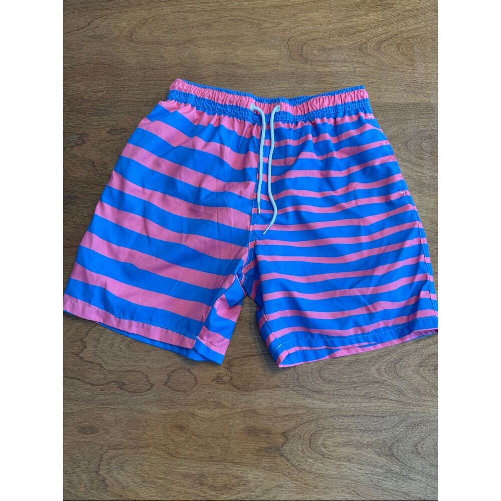 Boardies Apparel Kids' Stripe Colorblock Quick Dry Swim Shorts Pink Blue Medium - Picture 1 of 8